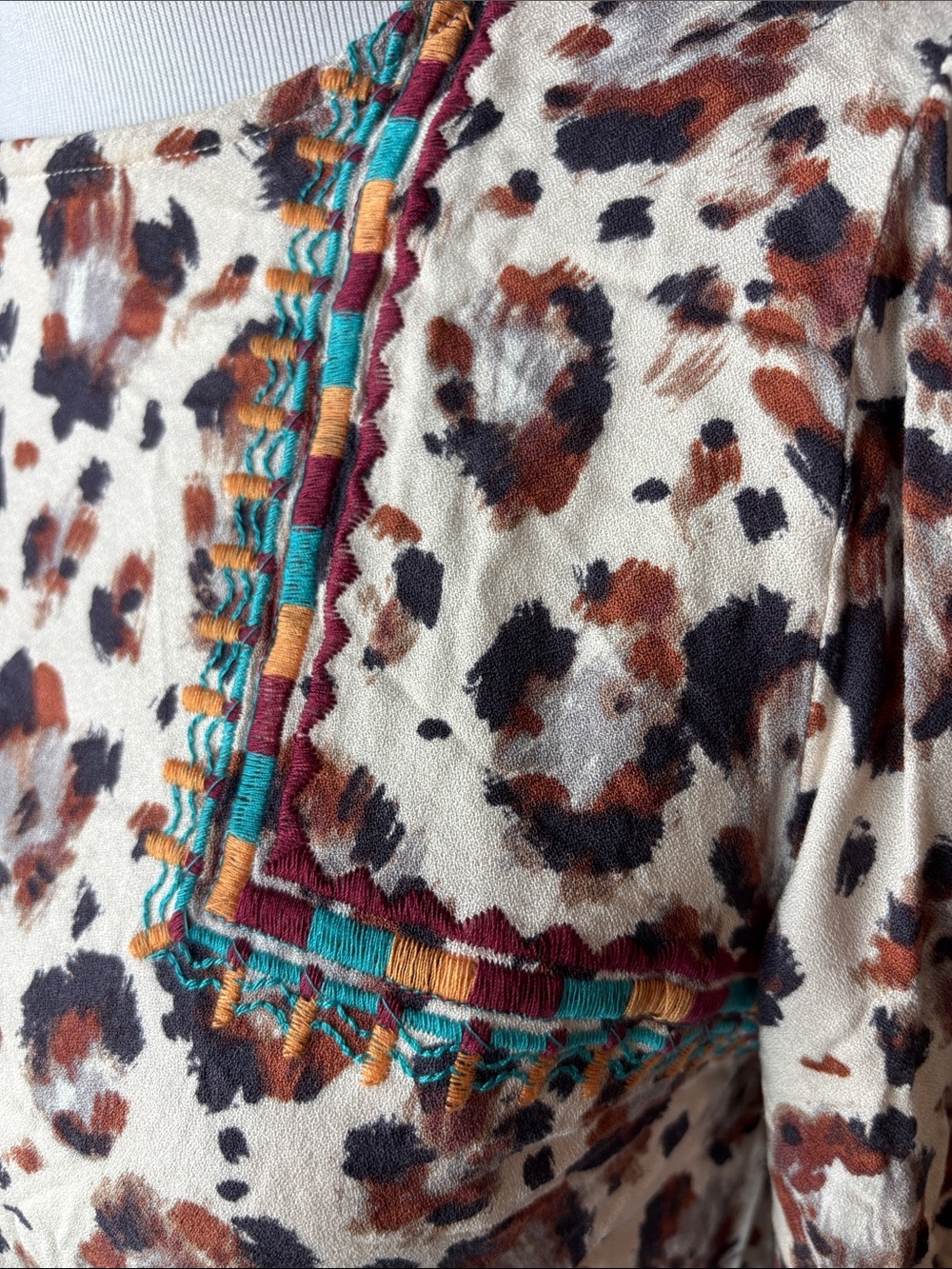 Savanna Jane Leopard Print Blouse in Cream, Brown & Black